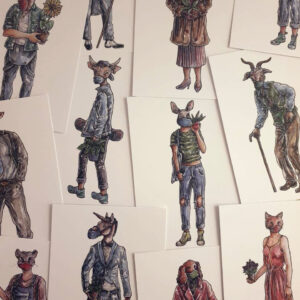 Postkarten-Set | Aquarell | Tiere mit Corona-Masken | 10 Motive