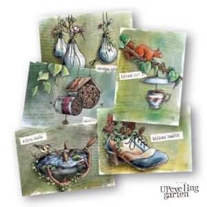 Postkarten-Set | Aquarell | Upcycling Garten | 5 Motive